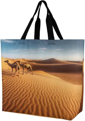 Women's Multi-Functional Shopping Bag，Sand Dunes In The Sahara Desert Printing Messenger Bag Shoulder Bag for Travel, Work, Shopping & Parties with Inner Pocket, Grocery Bag Lightweight & Water-Resist