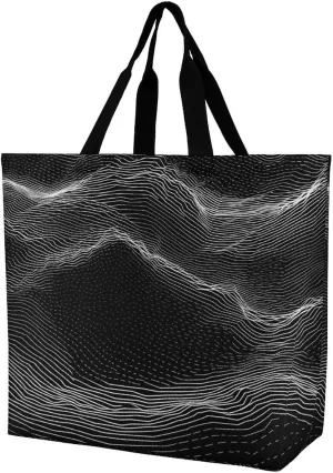 Women's Multi-Functional Shopping Bag，White Line Pattern Printing Messenger Bag Shoulder Bag for Travel, Work, Shopping & Parties with Inner Pocket, Grocery Bag Lightweight & Water-Resistant