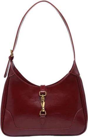 Women's PU Leather Clasp Shoulder Bag Adjustable Strap Vintage Hobo Handbags Purse