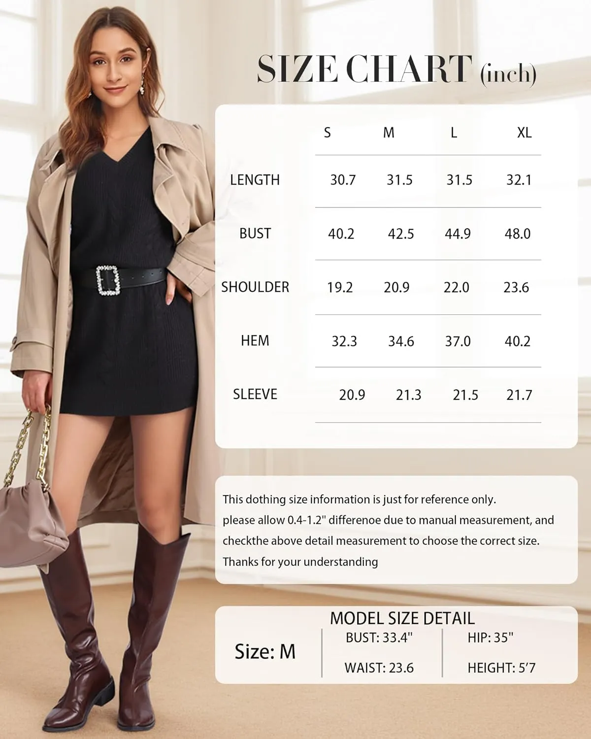 Women's Pullovers Jumper Sweaters Lantern Sleeve Casual V Neck Fall Knit Mini Sweater Dresses