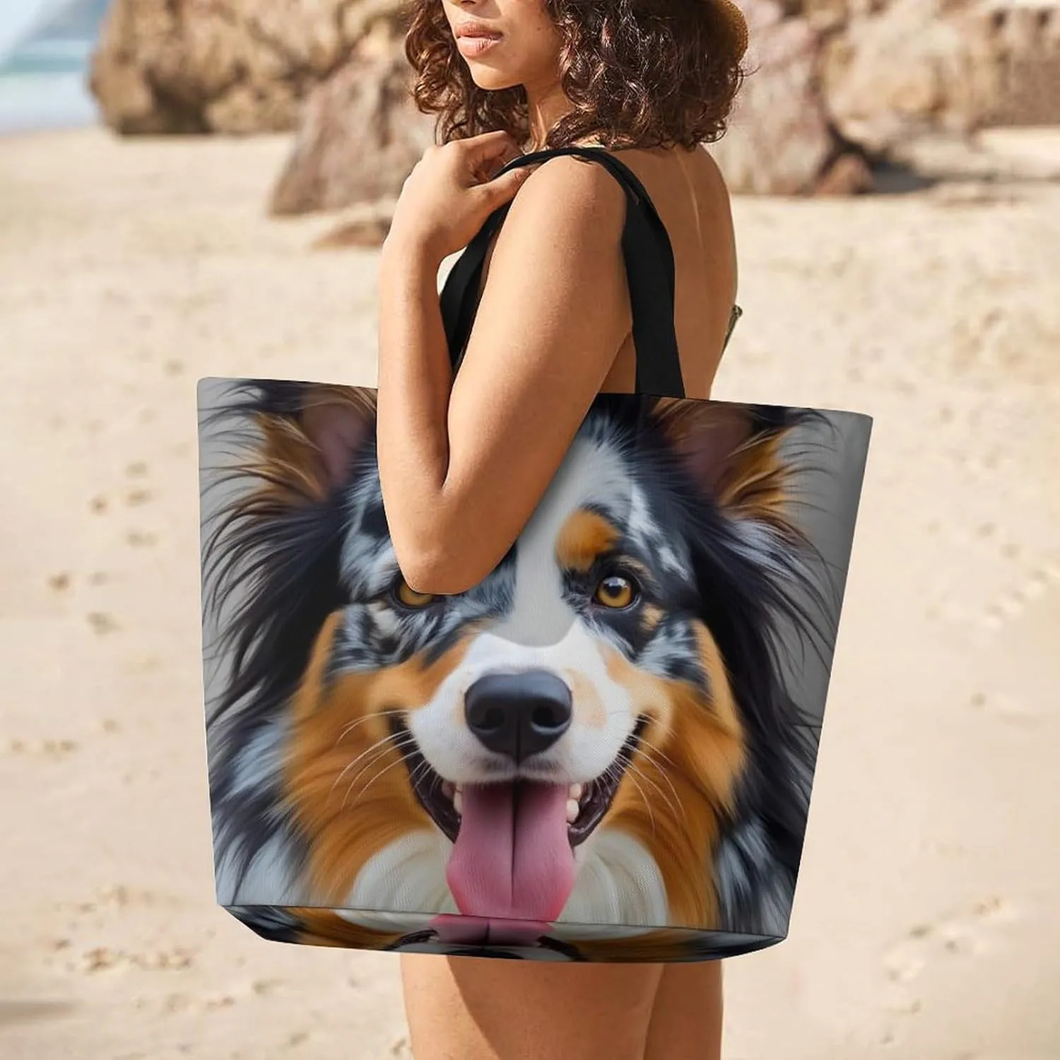 Women's Reusable Tote Bag, Portable Shoulder Handbags Large Capacity Casual Shopping Bags