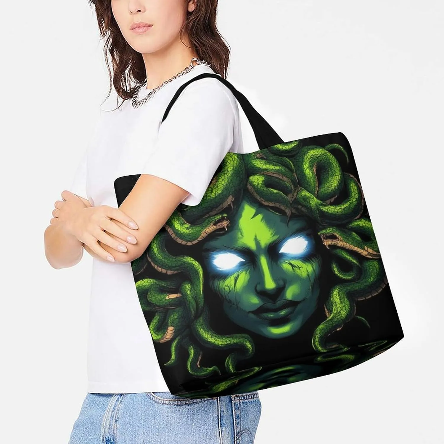 Women's Reusable Tote Bag, Portable Shoulder Handbags Large Capacity Casual Shopping Bags