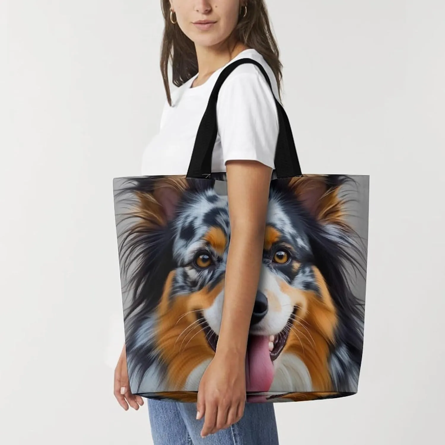 Women's Reusable Tote Bag, Portable Shoulder Handbags Large Capacity Casual Shopping Bags