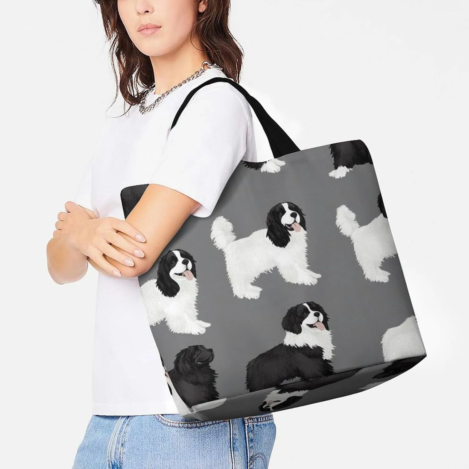 Women's Reusable Tote Bag, Portable Shoulder Handbags Large Capacity Casual Shopping Bags