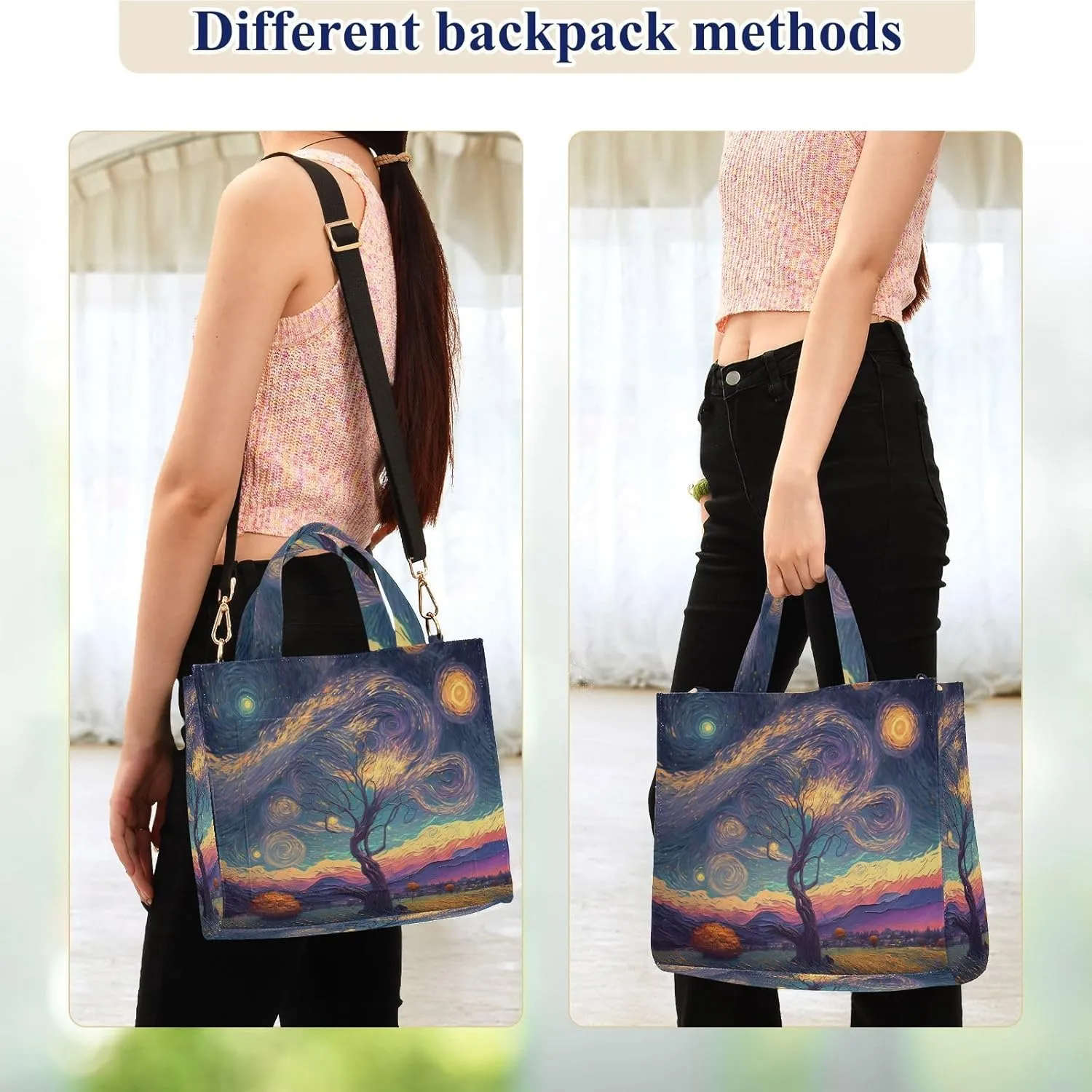 Women's Shoulder Handbags Abstract Tree Night Print, Corduroy Tote Bag Large Capacity Small Size