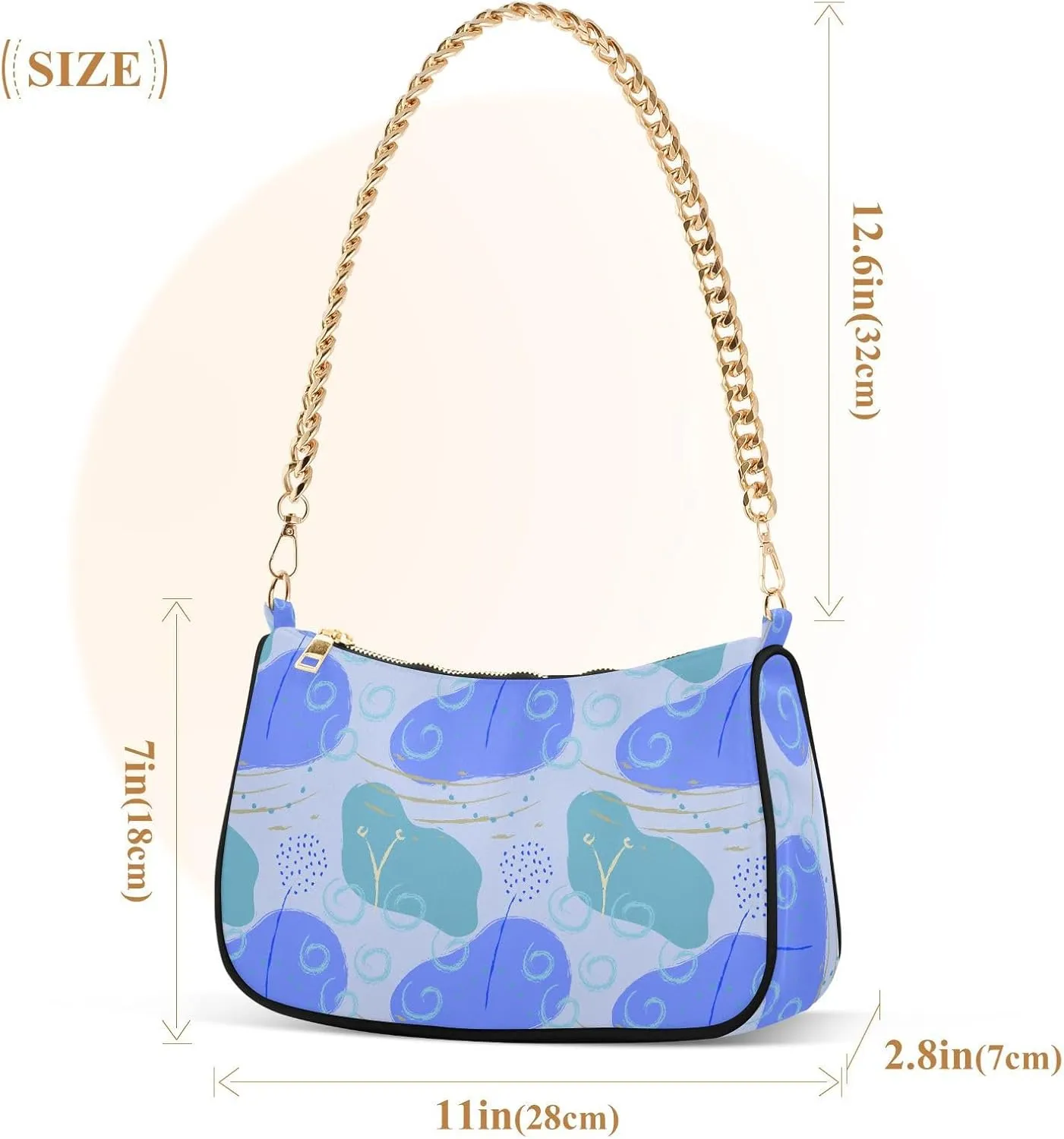 Women's Shoulder Handbags Chain Shoulder Brace for Women Bag Doodle Print Ladies Vacation Handbags Tote Purse,Multi1