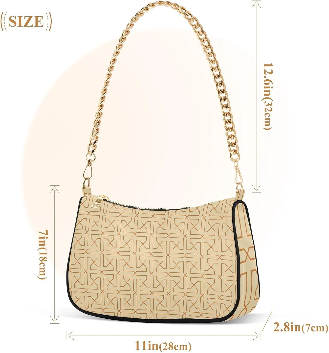Women's Shoulder Handbags Chain Shoulder Brace for Women Bag Geometric Print Ladies Vacation Handbags Tote Purse,Multi1