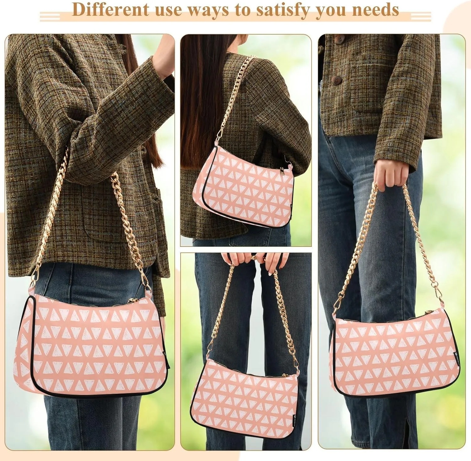 Women's Shoulder Handbags Chain Shoulder Brace for Women Bag Graphic Prints Ladies Vacation Handbags Tote Purse,Multi1