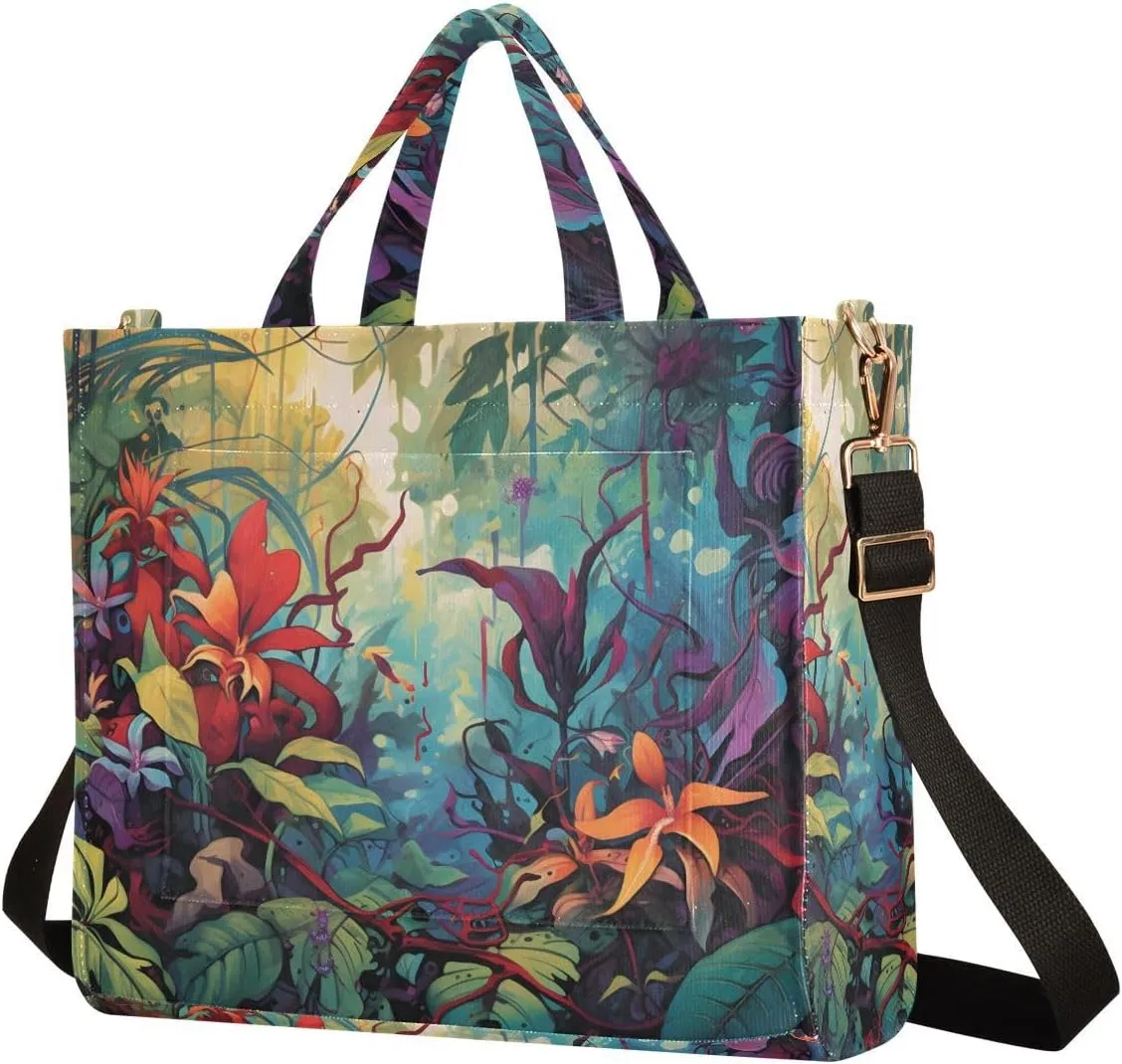 Women's Shoulder Handbags Tropical Rainforest Print, Corduroy Tote Bag Large Capacity Small Size