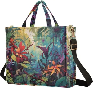 Women's Shoulder Handbags Tropical Rainforest Print, Corduroy Tote Bag Large Capacity Small Size