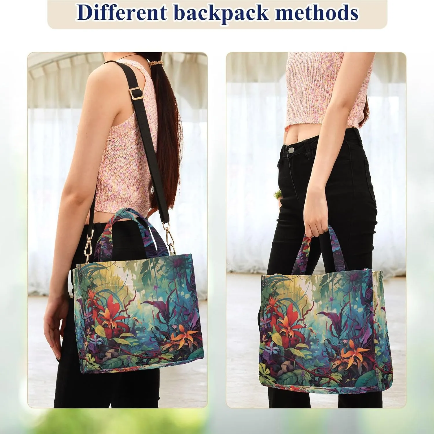 Women's Shoulder Handbags Tropical Rainforest Print, Corduroy Tote Bag Large Capacity Small Size