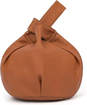 Women's Small Tote Bag for Women Soft Leather Top Handle Bag Wristlet Knot Pouch Purses and Handbags