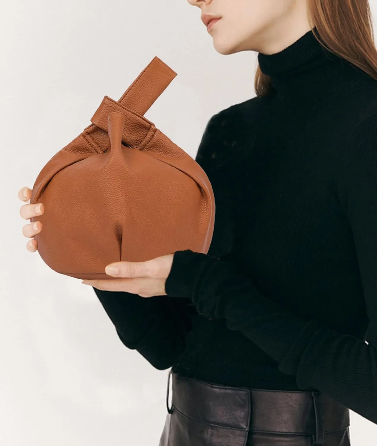 Women's Small Tote Bag for Women Soft Leather Top Handle Bag Wristlet Knot Pouch Purses and Handbags