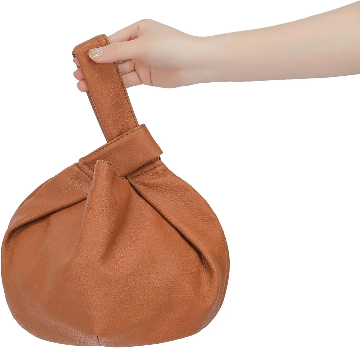 Women's Small Tote Bag for Women Soft Leather Top Handle Bag Wristlet Knot Pouch Purses and Handbags