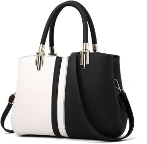 Women's Stylish Contrasting Handbag Large Capacity Commuter Shoulder Crossbody Bag Fashion Top Handle Satchel
