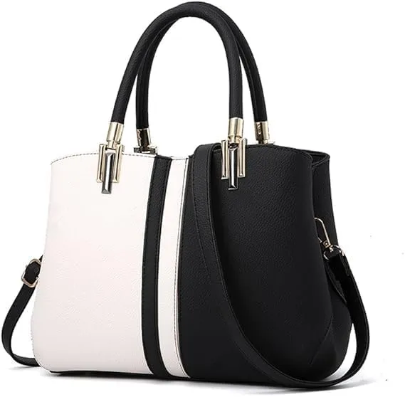 Women's Stylish Contrasting Handbag Large Capacity Commuter Shoulder Crossbody Bag Fashion Top Handle Satchel