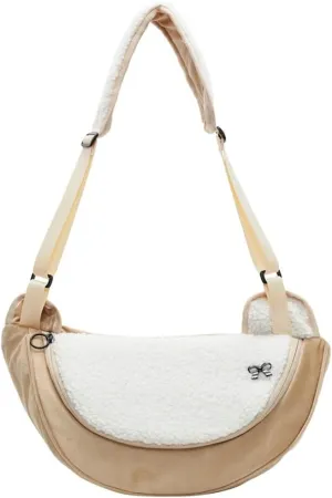 Womens Stylish Plush Dumpling Purse Large Crossbody Shoulder Bag Adjustable Strap Cute Furry Tote Handbags