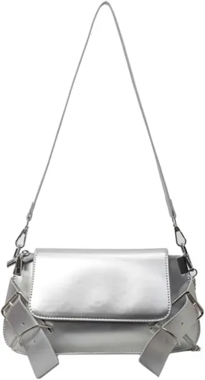 Womens Trendy PU Leather Shoulder Crossbody Bag Small Tote Purse Handbags Y2k Top Handle Satchel with Chain