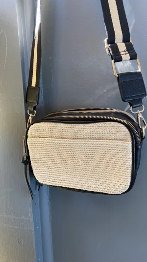 Woven Double Zip Crossbody Bag