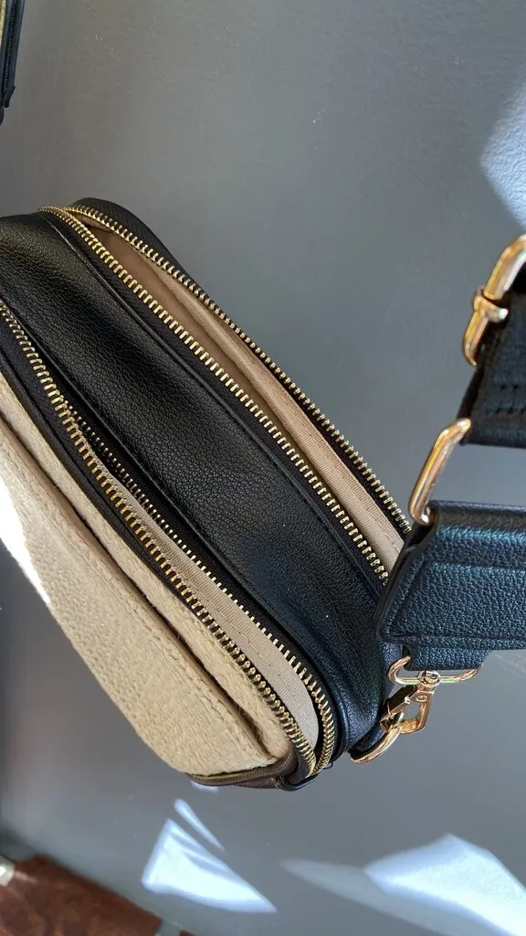 Woven Double Zip Crossbody Bag