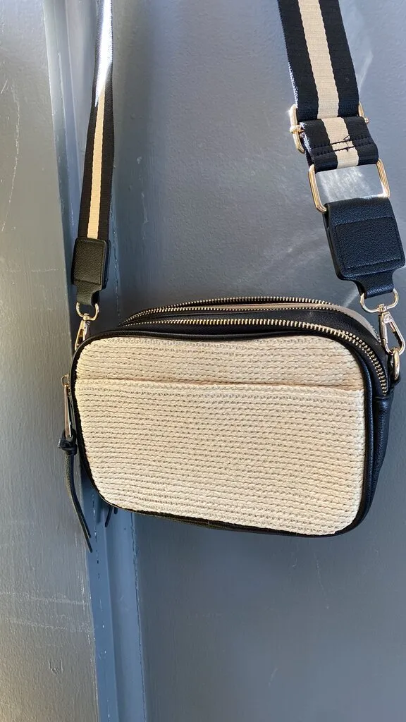 Woven Double Zip Crossbody Bag