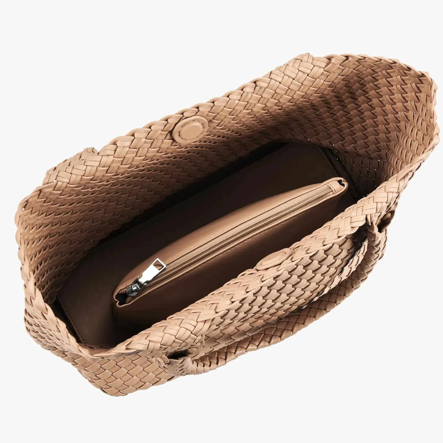 Woven tote Bag for Women, Large woven handbag Shoulder Bag Soft Vegan Leather with Inner Zipper Pouch