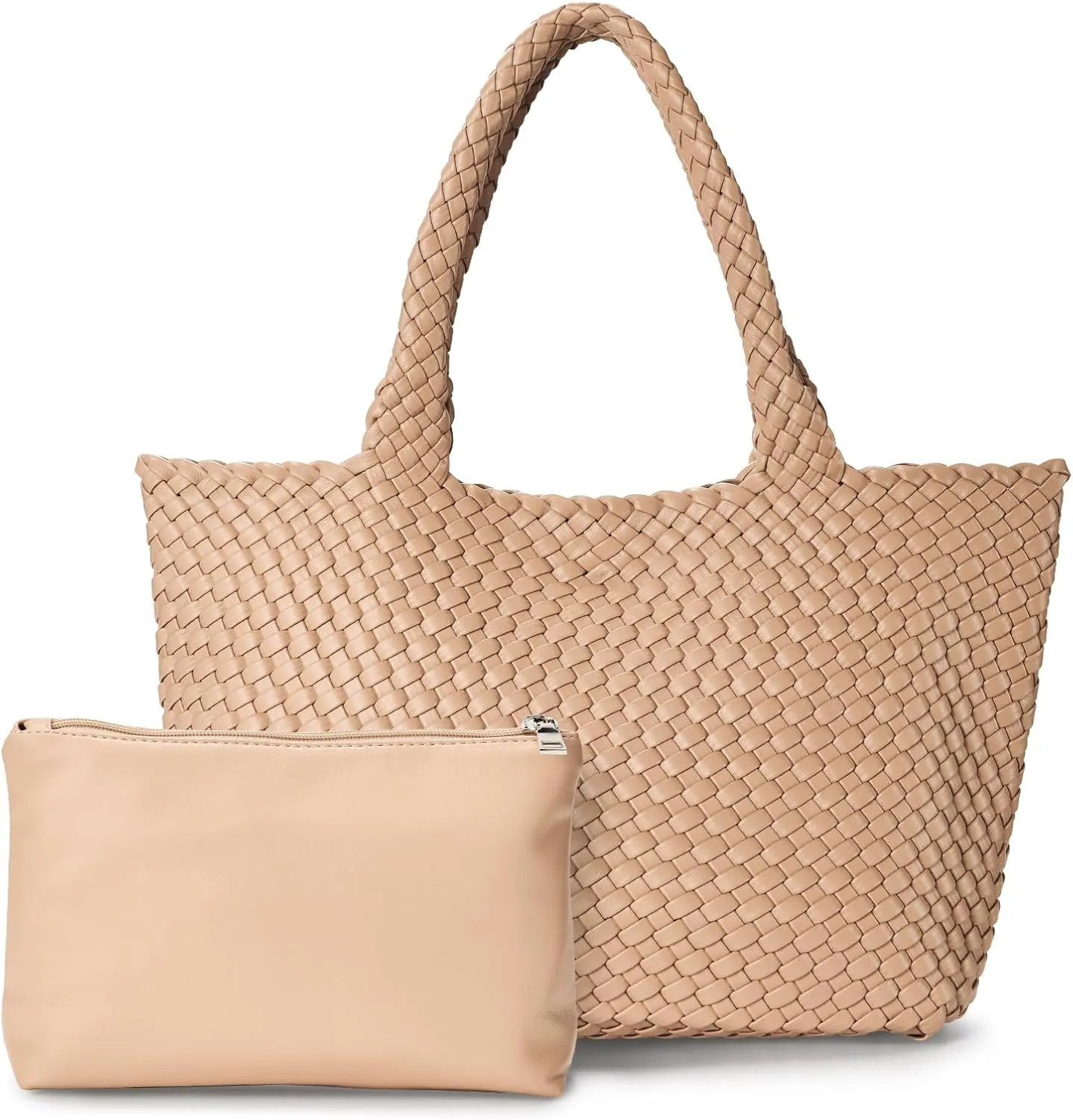 Woven tote Bag for Women, Large woven handbag Shoulder Bag Soft Vegan Leather with Inner Zipper Pouch