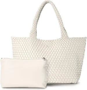 Woven tote Bag for Women, Large woven handbag Shoulder Bag Soft Vegan Leather with Inner Zipper Pouch