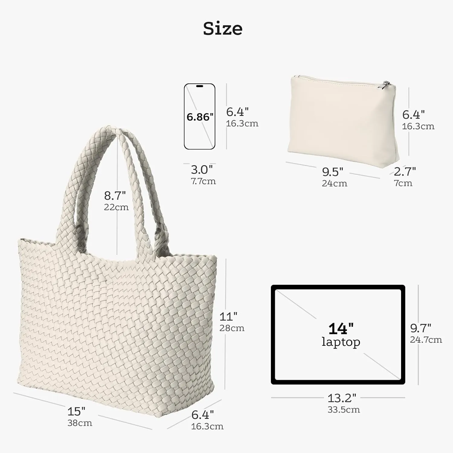 Woven tote Bag for Women, Large woven handbag Shoulder Bag Soft Vegan Leather with Inner Zipper Pouch