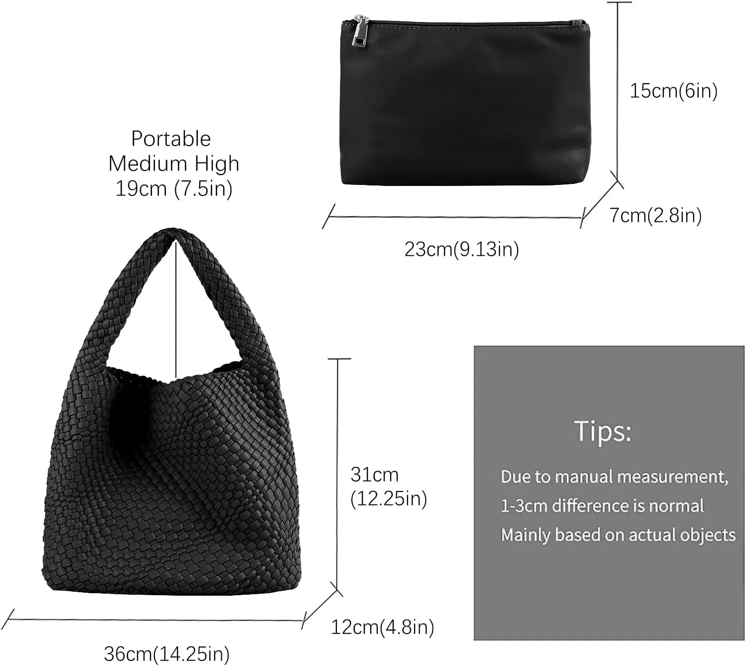 Woven Tote Bag for Women Soft Leather Tote Handbags Fashion Woven Shoulder Bag for Women Daily，Shopping