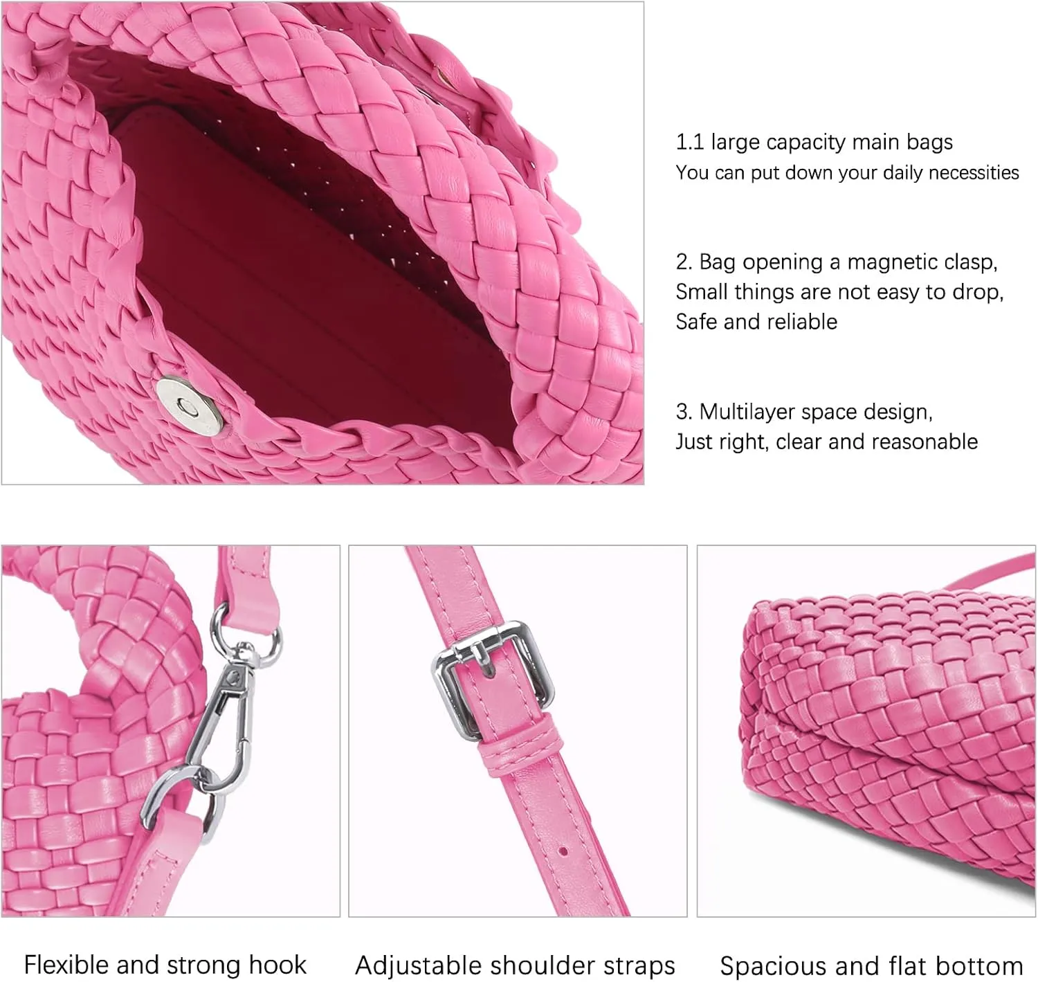Woven Tote Bag for Women Soft Leather Tote Handbags Fashion Woven Shoulder Bag for Women Daily，Shopping