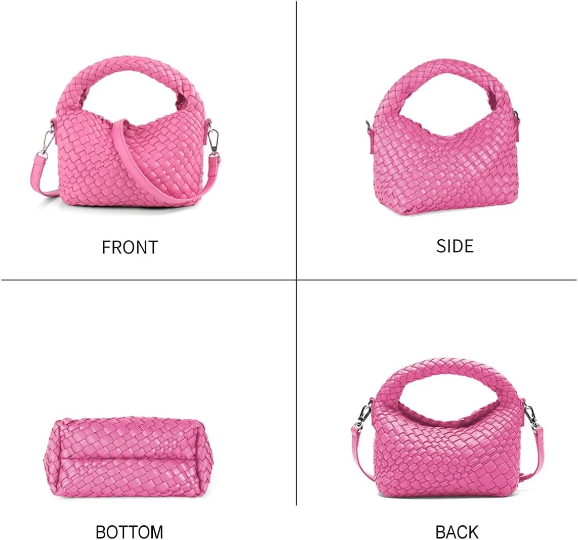 Woven Tote Bag for Women Soft Leather Tote Handbags Fashion Woven Shoulder Bag for Women Daily，Shopping