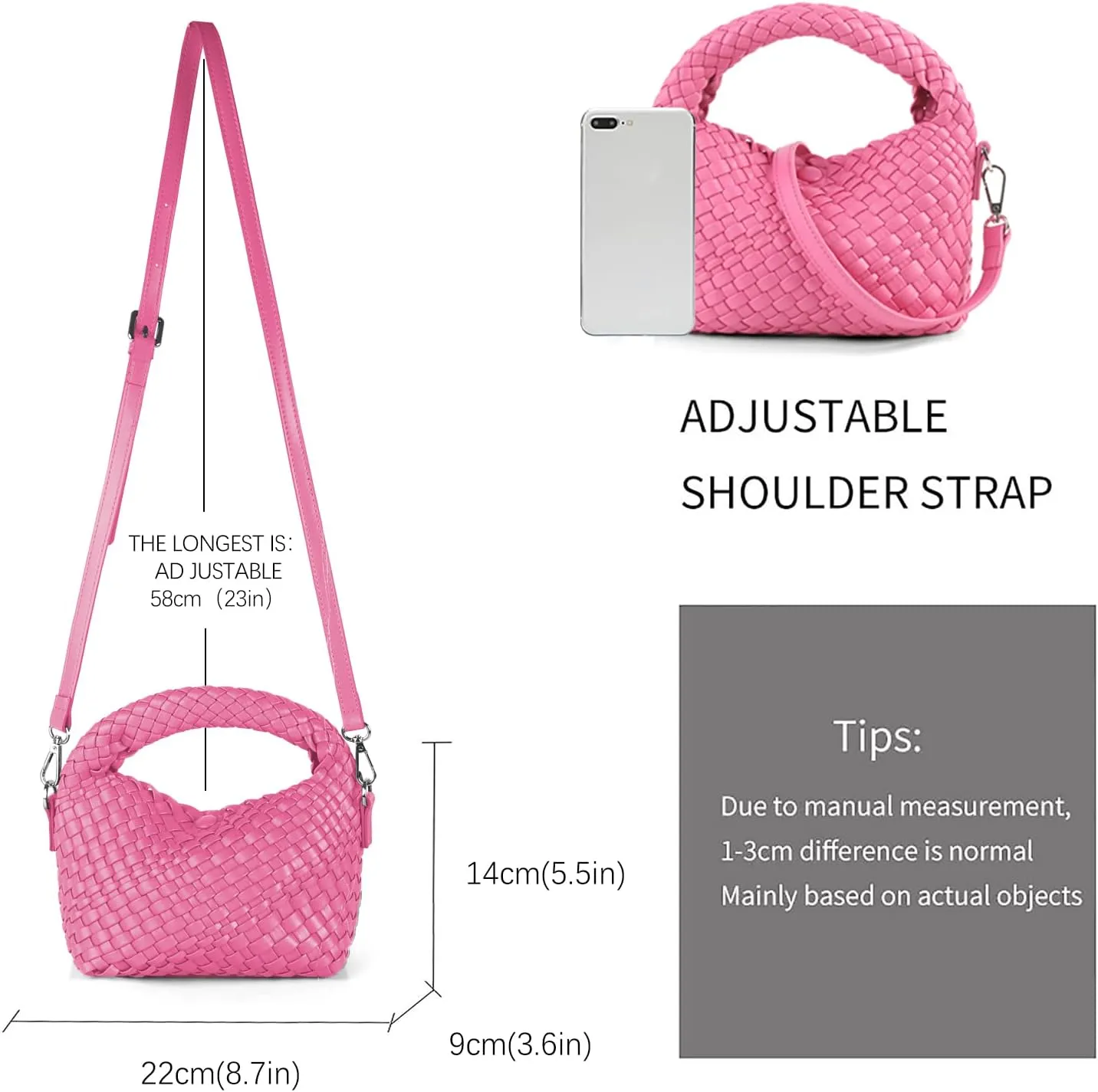 Woven Tote Bag for Women Soft Leather Tote Handbags Fashion Woven Shoulder Bag for Women Daily，Shopping