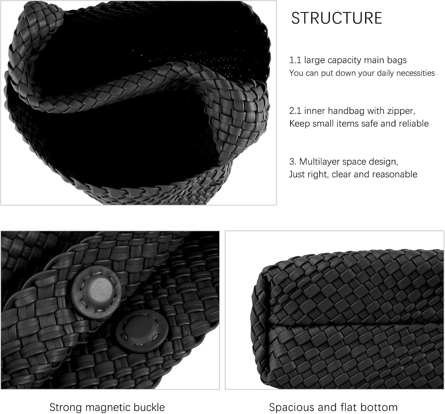 Woven Tote Bag for Women Soft Leather Tote Handbags Fashion Woven Shoulder Bag for Women Daily，Shopping