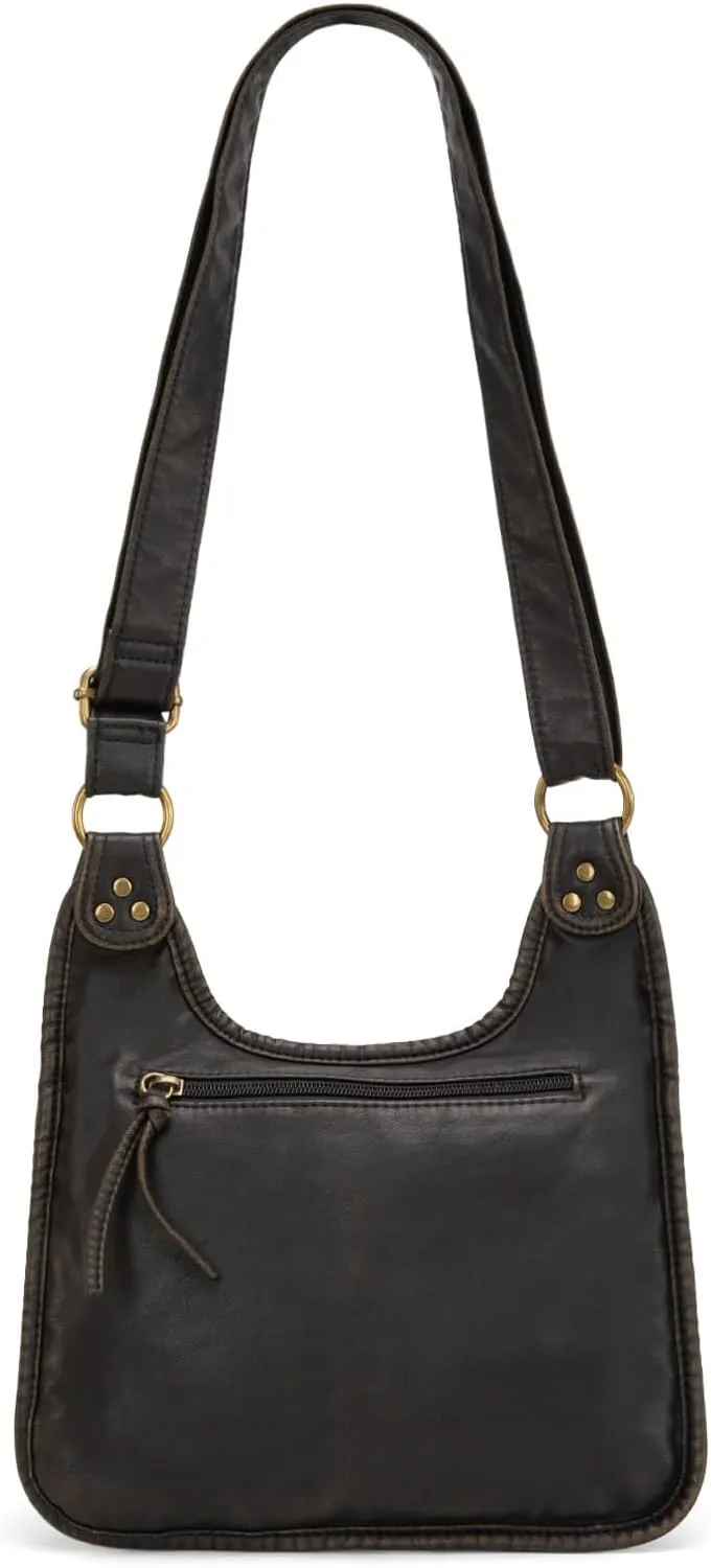 Wrangler Crossbody Bag for Women Small Soft Washed Leather Multi Pocket Shoulder Purses