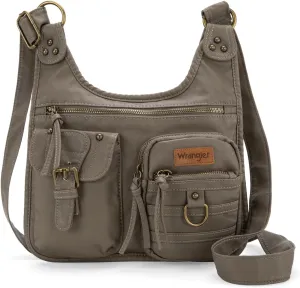 Wrangler Crossbody Bag for Women Small Soft Washed Leather Multi Pocket Shoulder Purses
