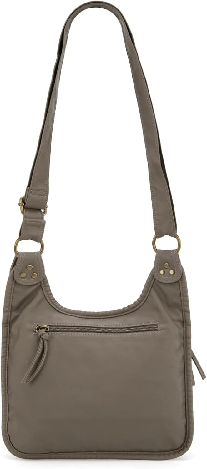 Wrangler Crossbody Bag for Women Small Soft Washed Leather Multi Pocket Shoulder Purses