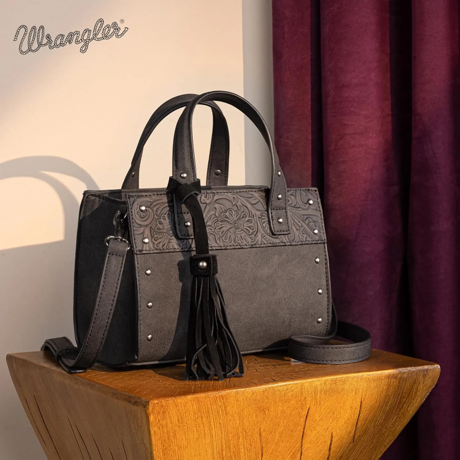 Wrangler Fringe Top-Handle Bag Purse for Women Western Crossbody Satchel Handbags