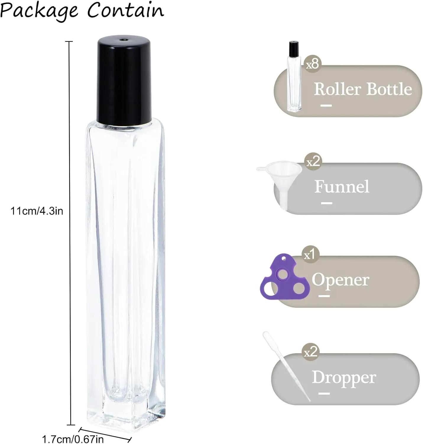 Yebeauty 12 Pack Clear Portable Sample Essential Oil Roller Massage 0.33oz Roller Ball Applicator With Black Lids Small Clear Rollerball Bottle Lip Balms Container for Relaxation