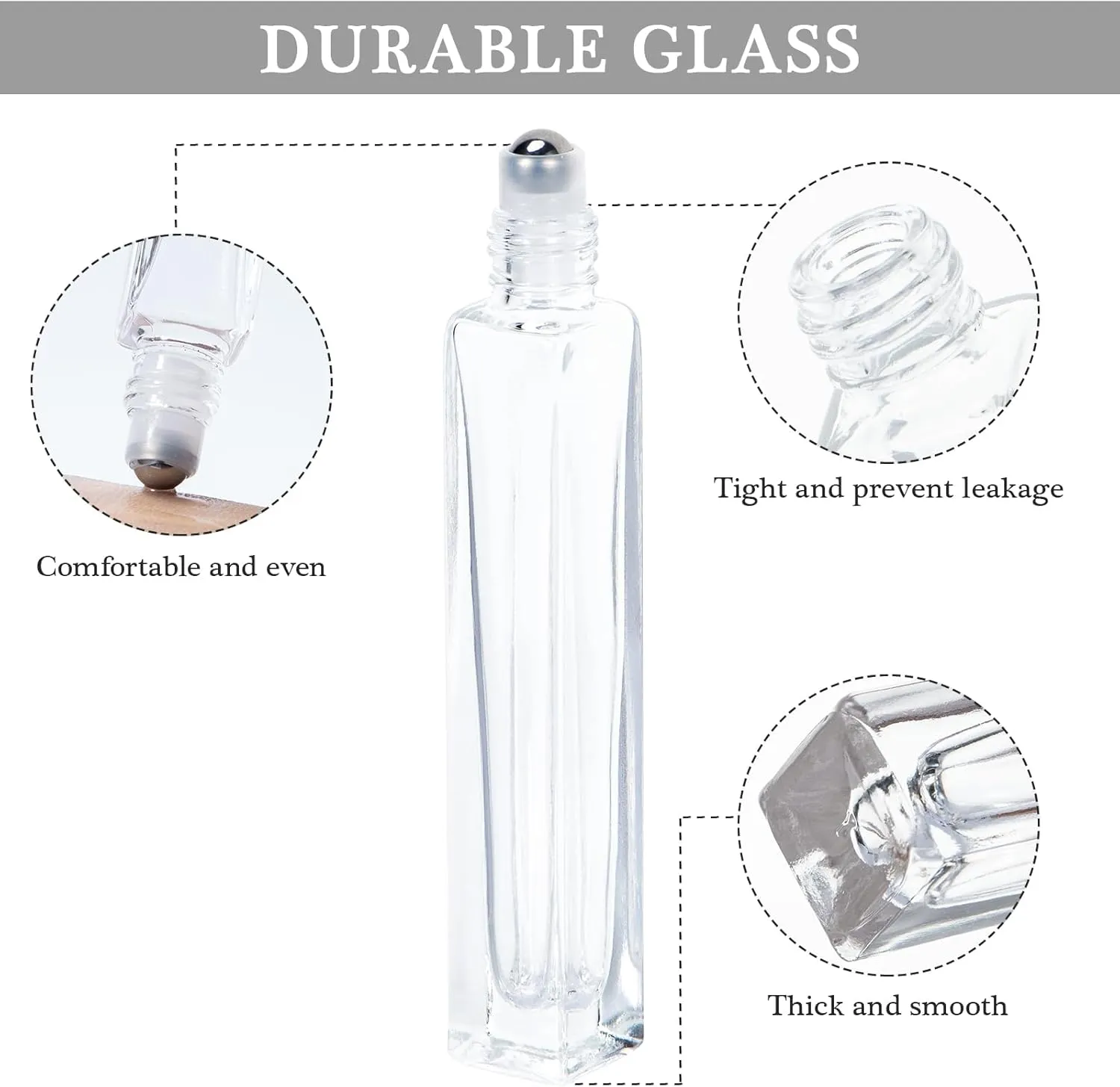 Yebeauty 12 Pack Clear Portable Sample Essential Oil Roller Massage 0.33oz Roller Ball Applicator With Black Lids Small Clear Rollerball Bottle Lip Balms Container for Relaxation