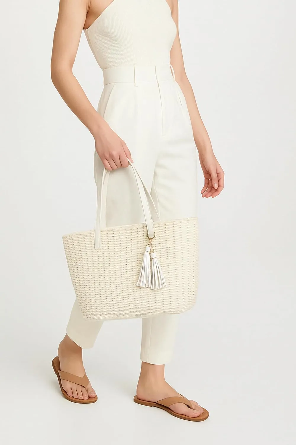 YXILEE Straw Bags For Women | M Size Travel Straw Totes Bag Woven Summer Handmade Shoulder Bag Handbag
