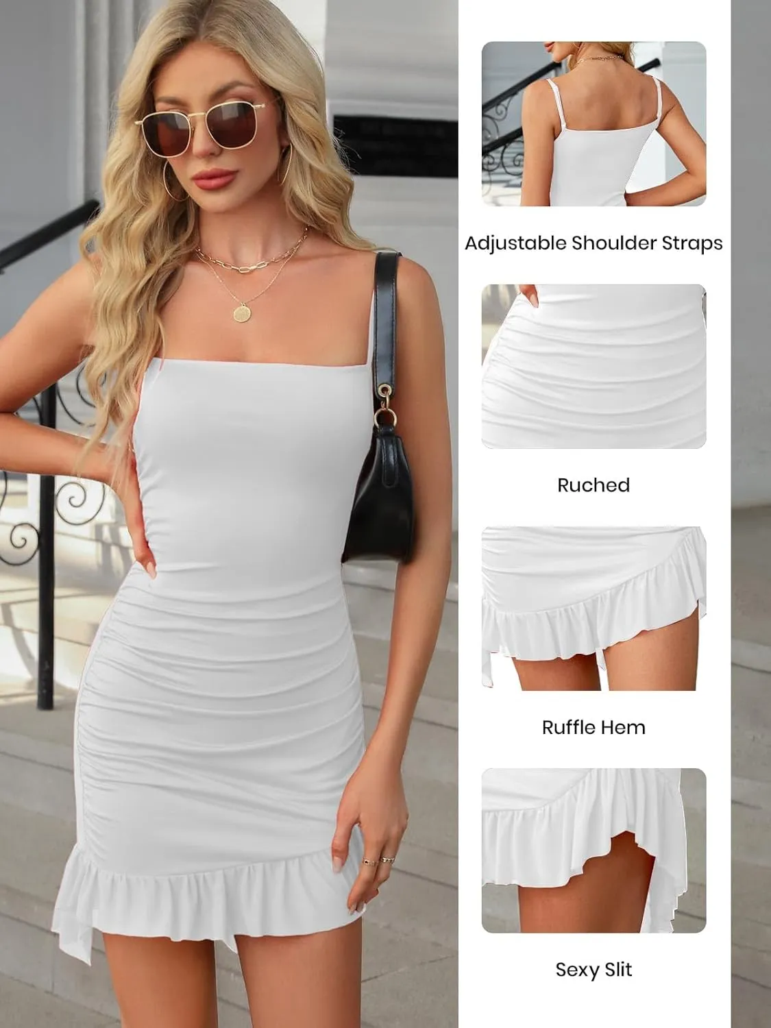 ZANZEA Bodycon Dresses Women Sleeveless Spaghetti Strap Party Dresses Club Sexy Ruffle Hem Mini Dress