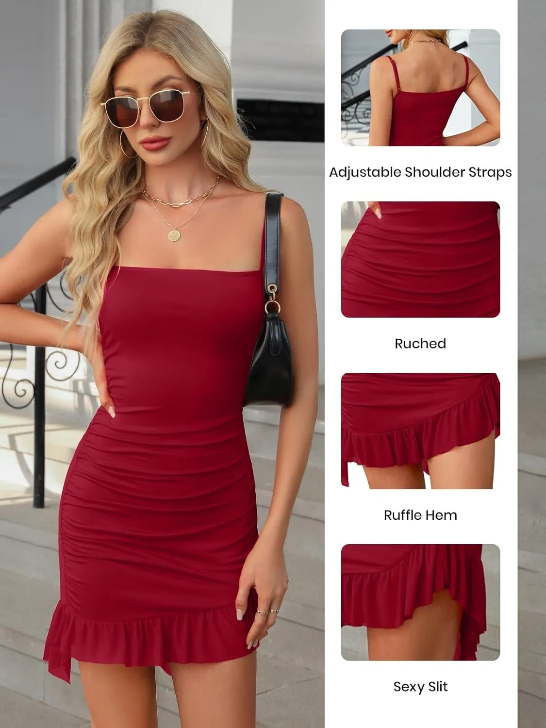 ZANZEA Bodycon Dresses Women Sleeveless Spaghetti Strap Party Dresses Club Sexy Ruffle Hem Mini Dress