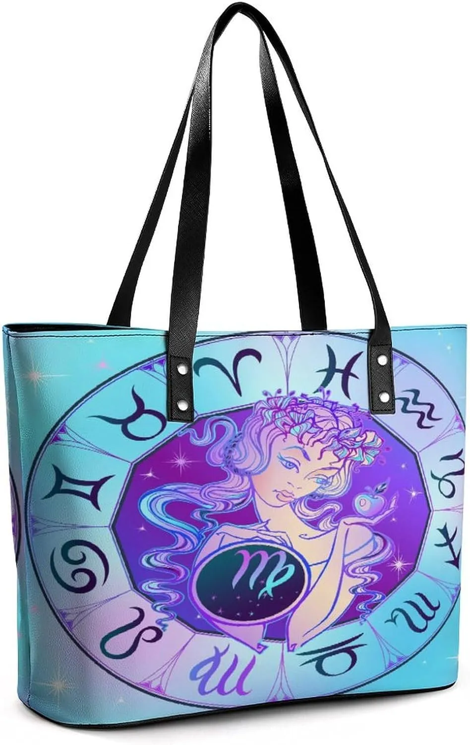 Zodiac Sign Virgo Hobo Handbags With Zipper Large Capacity Satchel Tote Bag Shoulder Bag