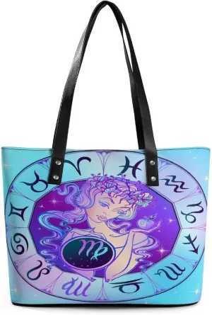Zodiac Sign Virgo Hobo Handbags With Zipper Large Capacity Satchel Tote Bag Shoulder Bag