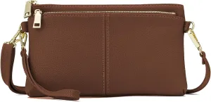 ZOOEASS Triple Zip Small Crossbody Bag Lightweight Purses Vegan Leather Wristlet Clutch, Includes Adjustable Shoulder