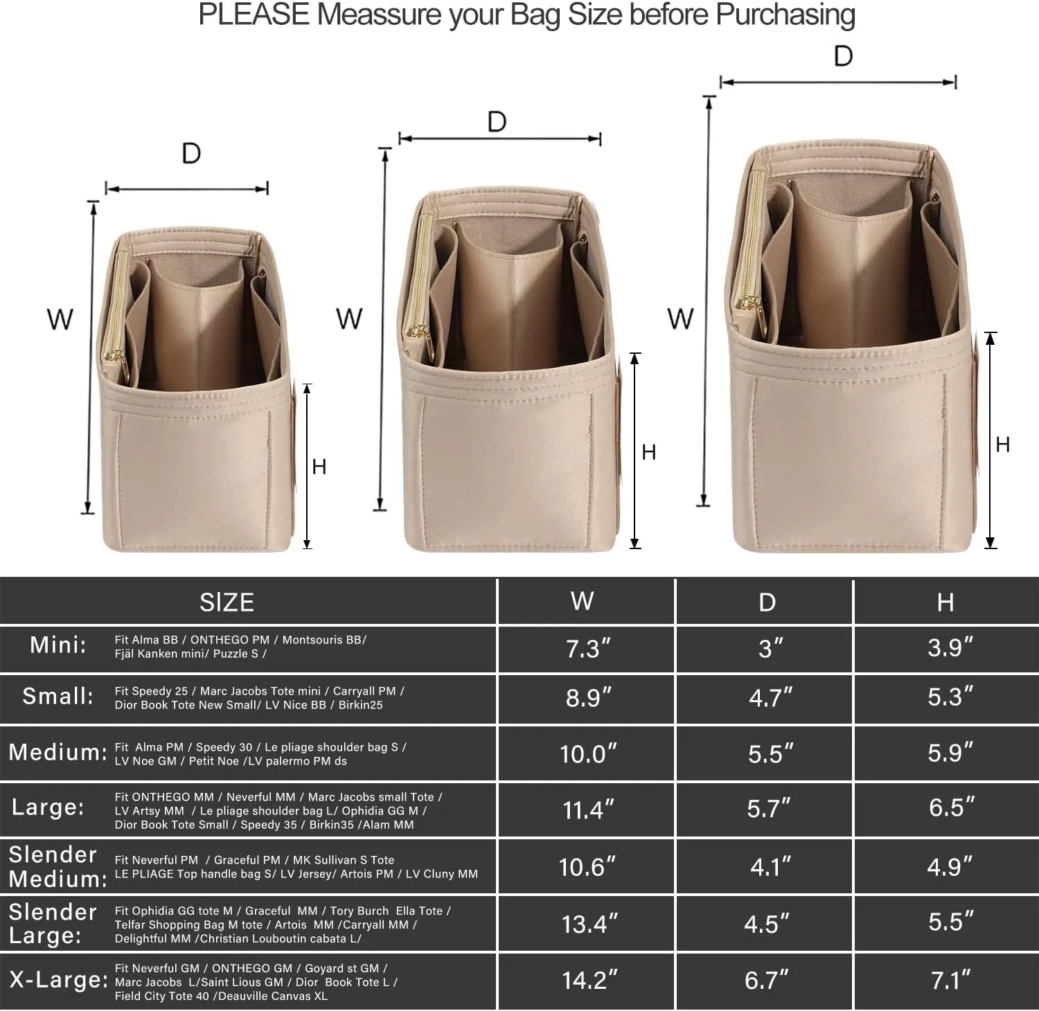 ZTUJO Purse Organizer Insert For Handbags, Silky Touching Bag Organizer Insert With Bottle Holder, Perfect for Speedy, Neverfull, Tote,ONTHEGO,Artsy,Handbag and More (Mini, Silky Beige)