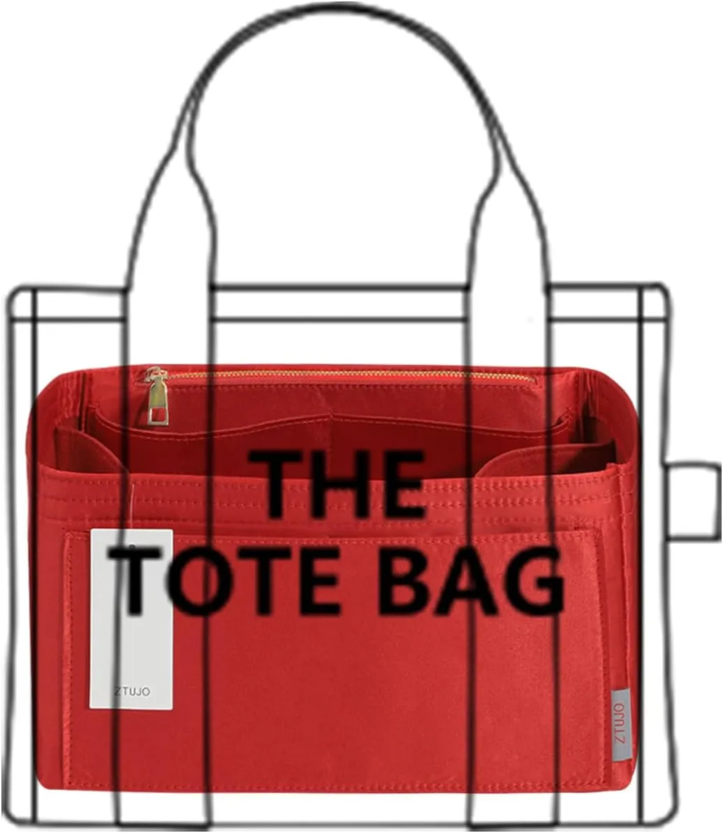 ZTUJO Purse Organizer Insert For Handbags, Silky Touching Bag Organizer Insert With Bottle Holder, Perfect for Speedy, Neverfull, Tote,ONTHEGO,Artsy,Handbag and More (small, Silky Red)