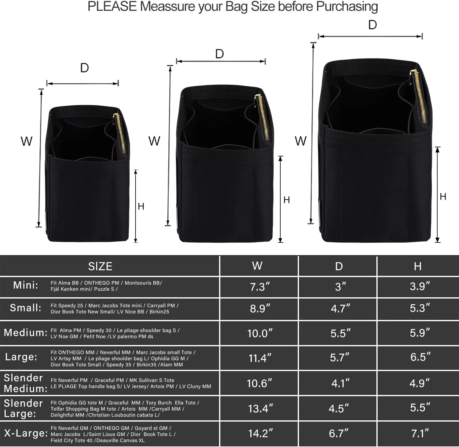 ZTUJO Purse Organizer Insert For Handbags, Silky Touching Bag Organizer Insert With Bottle Holder, Perfect for Speedy, Neverfull, Tote,ONTHEGO,Artsy,Handbag and More (X-Large, Silky Black)